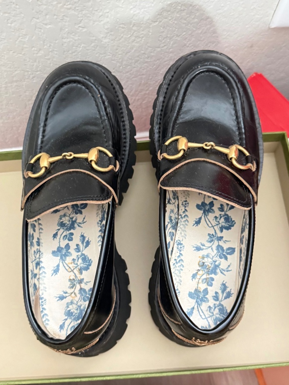 Gucci black platform loafers
